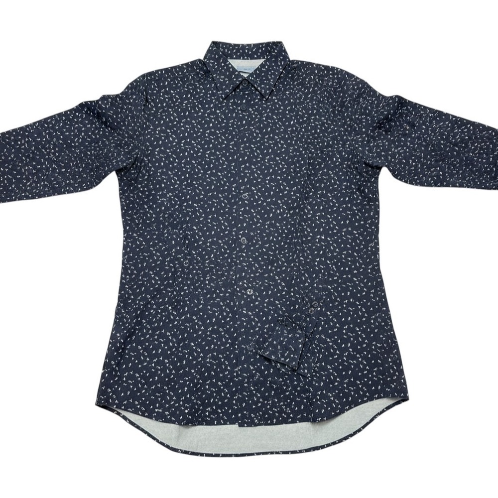 Lululemon Commission Long Sleeve Shirt Mens Navy Blue Print Button Down small
